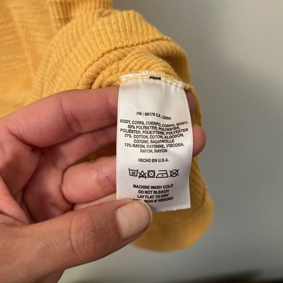 Anthropologie T.La Ribbed Knit Crewneck Curved Hem Tee Shirt Dress, Mustard- XL - Picture 5 of 8